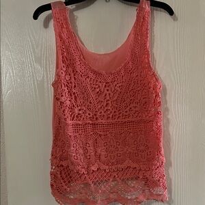 Mudd Coral Lace Sleeveless Blouse